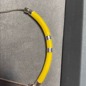 Beautiful silver chain costume jewelry necklace with yellow pendant